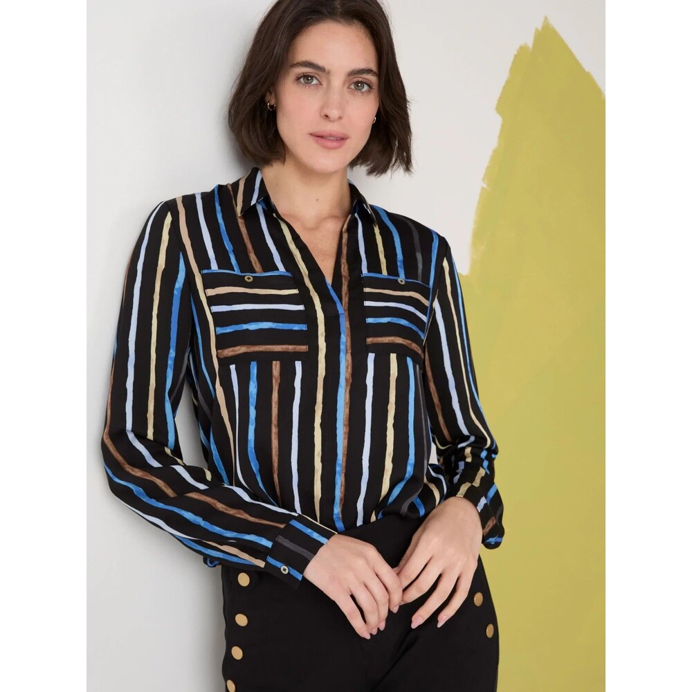 NIC+ZOE Painted Stripe Onyx Top - Size 2X